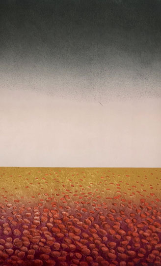 Maria Hillfon  www.hillfon.com  Papaverfältet  - The Poppy Field, 50x80 litografi, lito